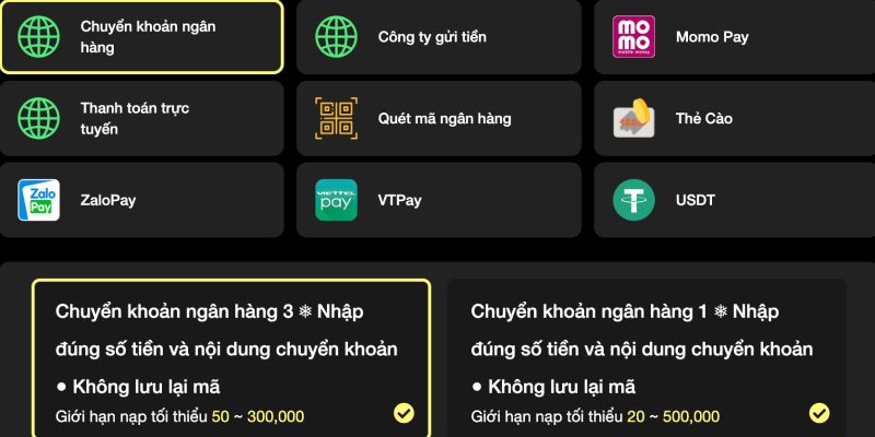 Nạp tiền ví game